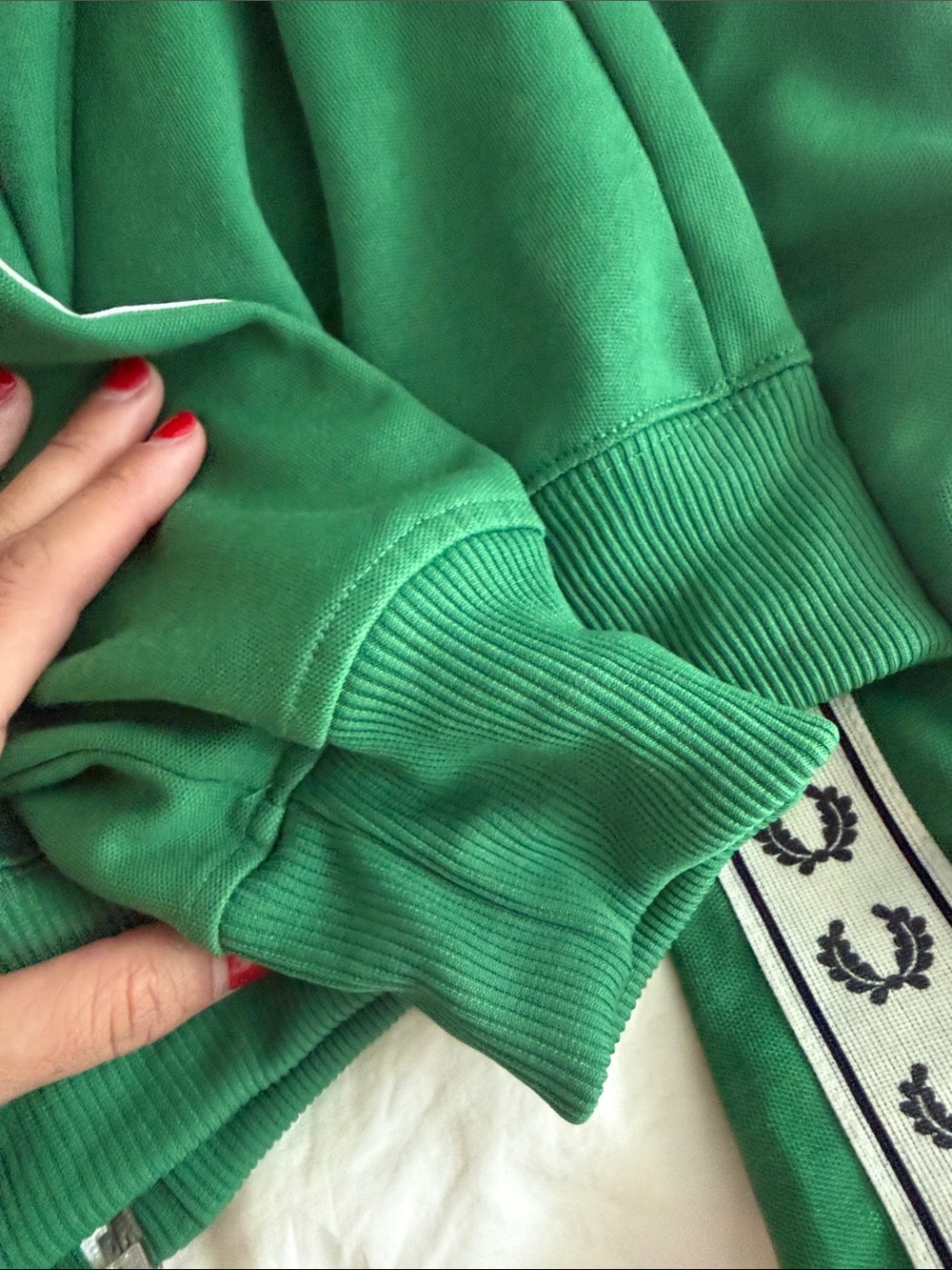 Fred Perry Green Track VTG Jacket with White Laurel Taping Sz L - Picture 12 of 14